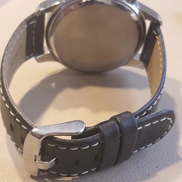 Boeing Silver/Black Leather Chronograph Men's Watch w/Date - Picture 3 of 4